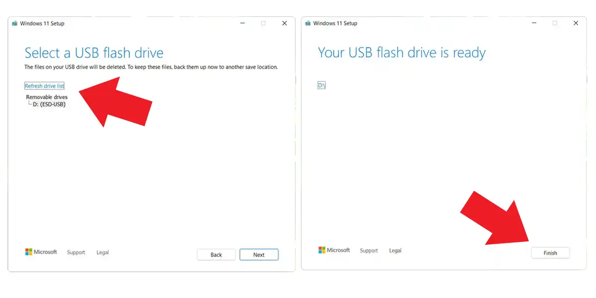 Select USB flash drive