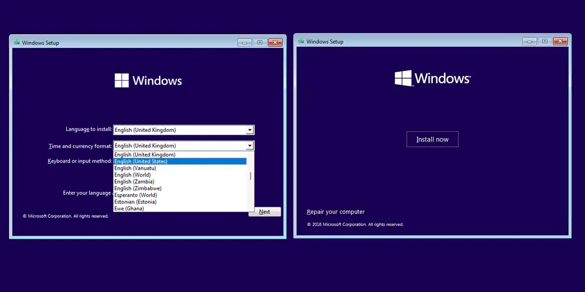 Install Windows 11 - Select language